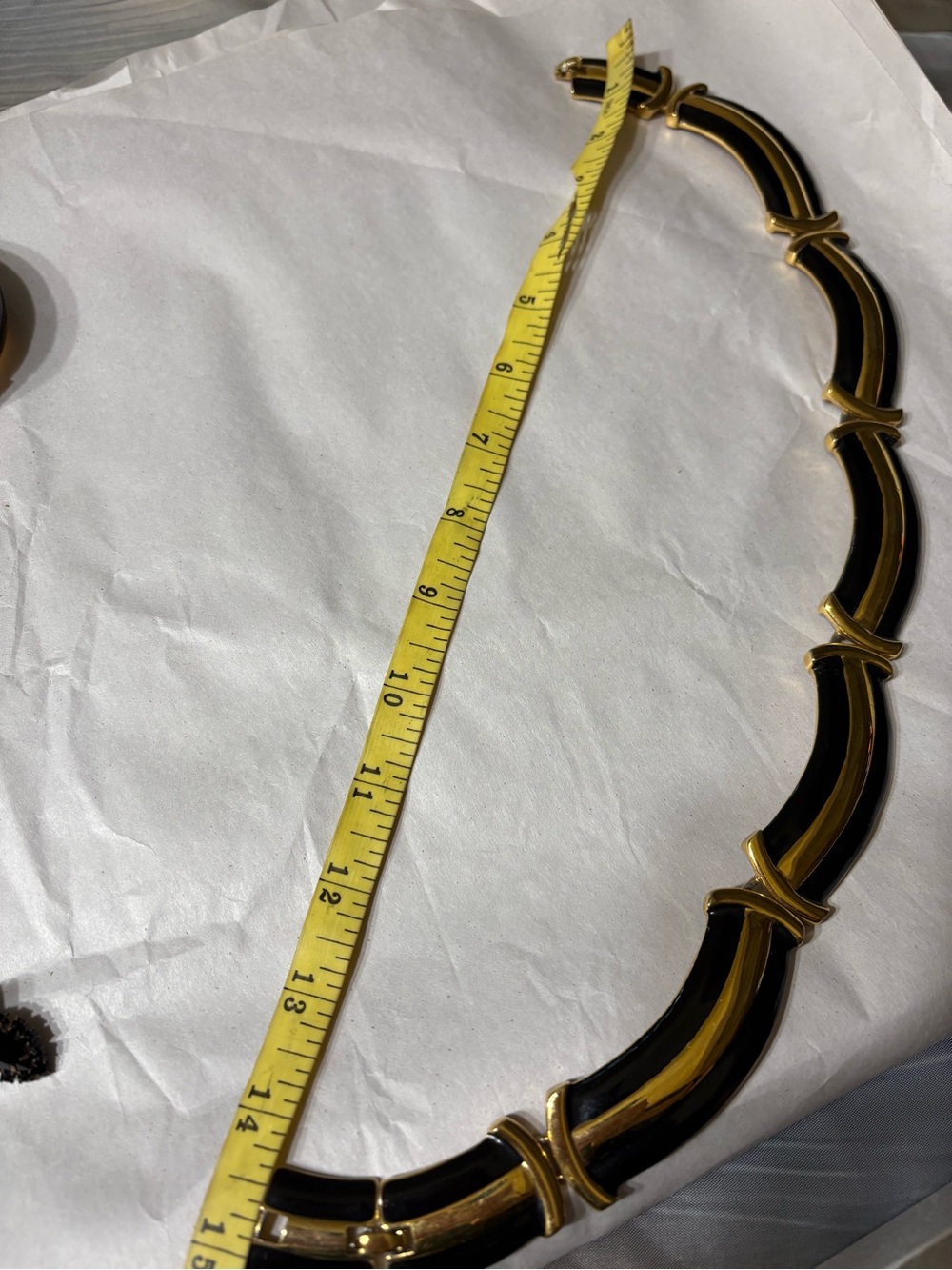 Vintage Signed Monet Black Enamel Neck Collar - Picture 4 of 6